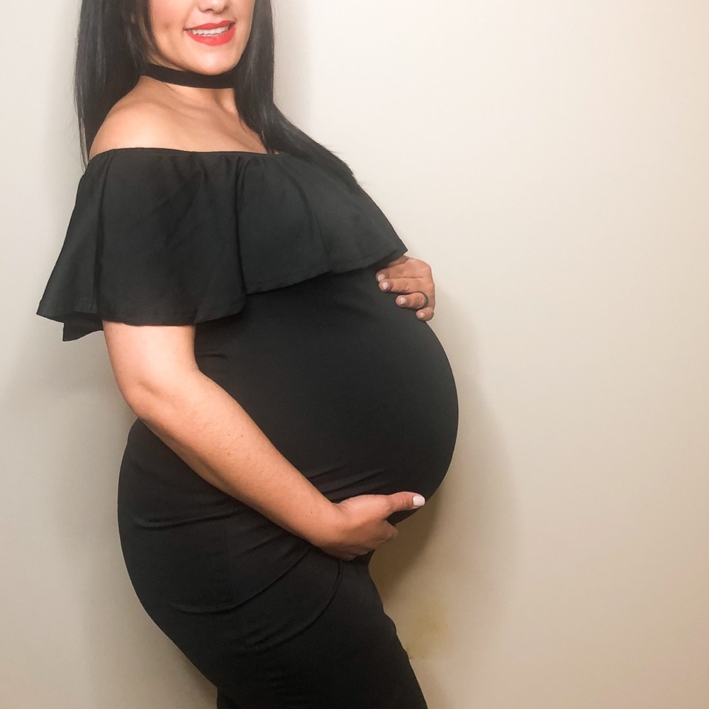 Maternity milestone black dress
